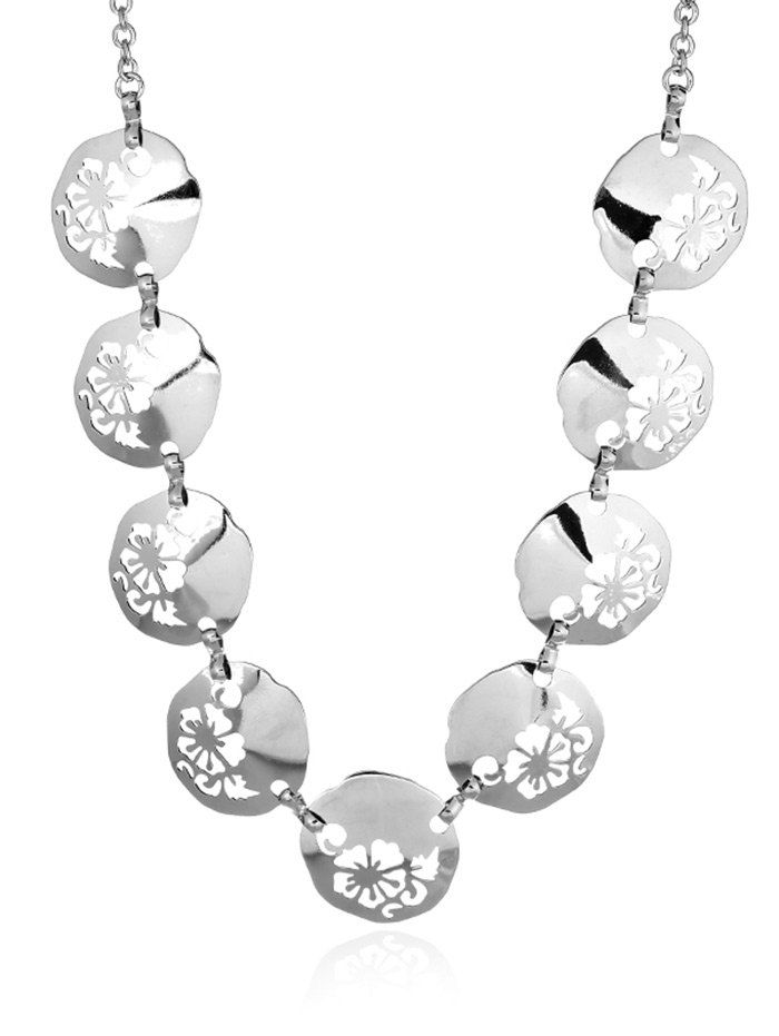 

Valentine's Day Alloy Flower Charm Necklace, Silver