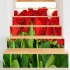 Autocollants d'Escaliers Décoratifs Motif Roses pour la Saint Valentin - multicolore 100*18CM*6PCS