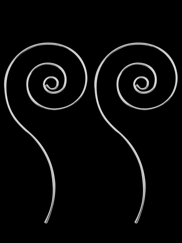 

Metal Spiral Shape Hoop Earrings, Silver