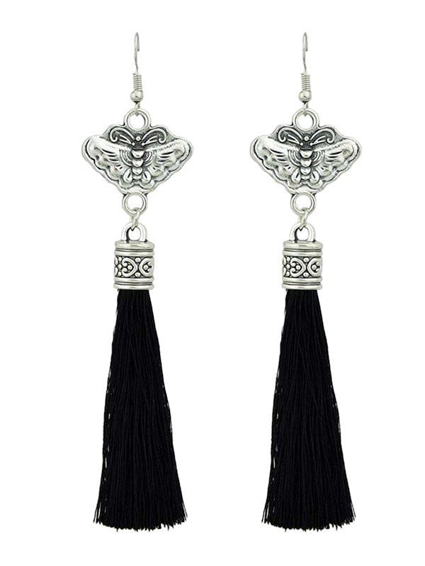

Enthnic Style Butterfly Drop Earrings, Black