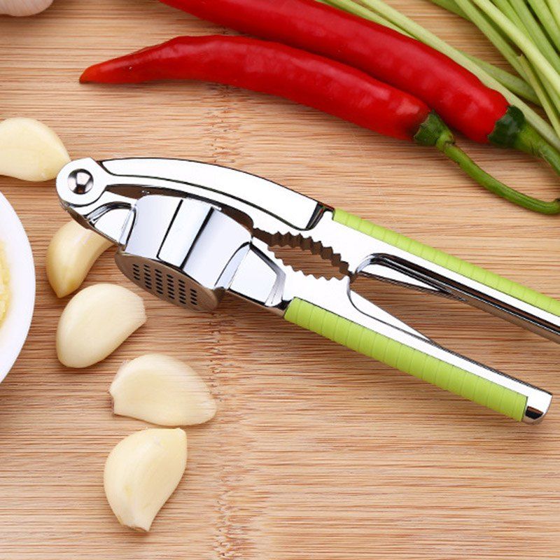 

Stainless Steel Soft-Handle Multifunctional Garlic Press, Green
