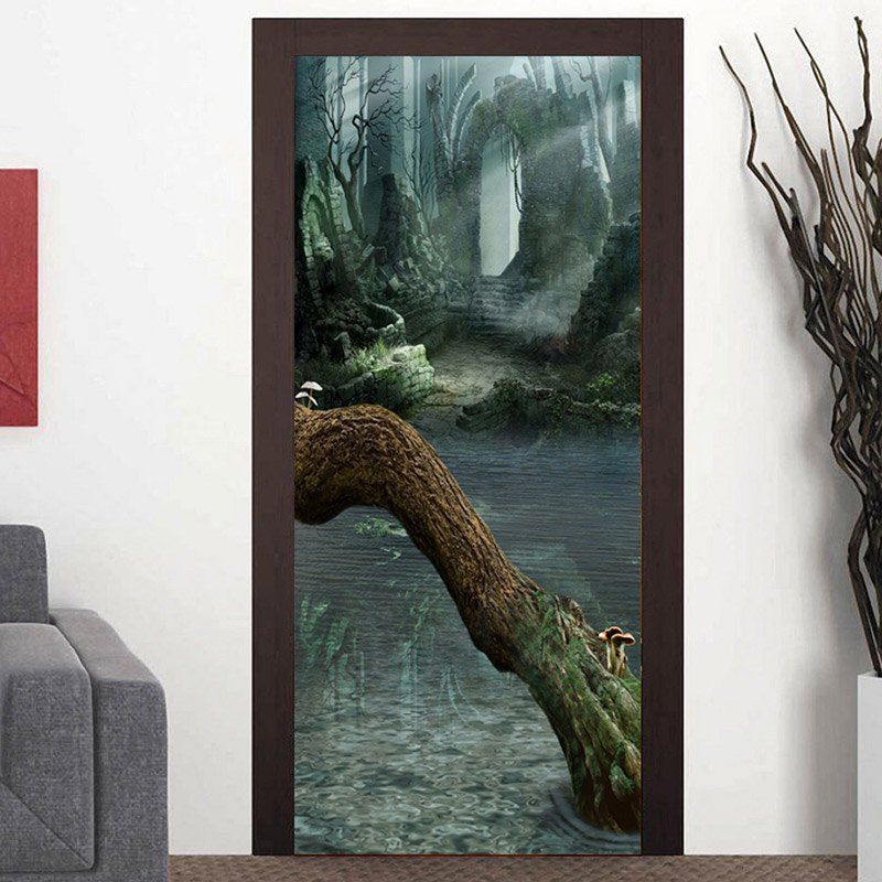 

Ruined Walls and Dead Tree Patterned Door Art Stickers, Colormix