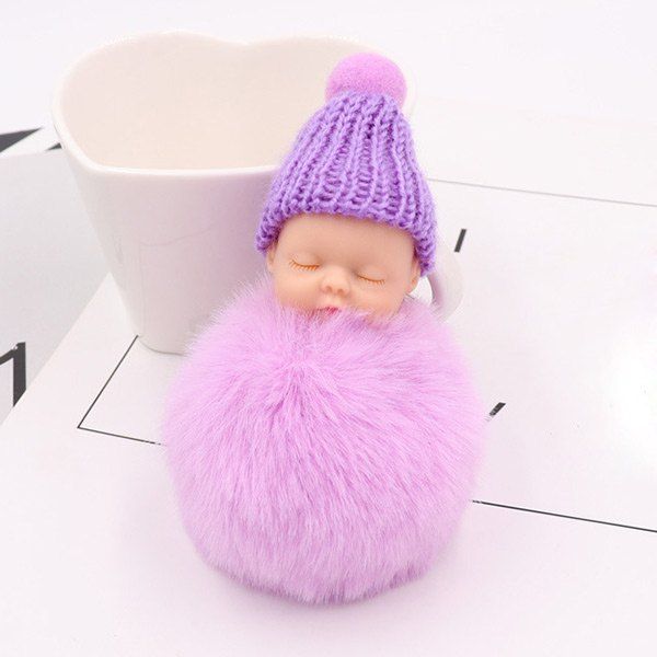 

Sleep Baby Fluffy Cute Keychain, Purple
