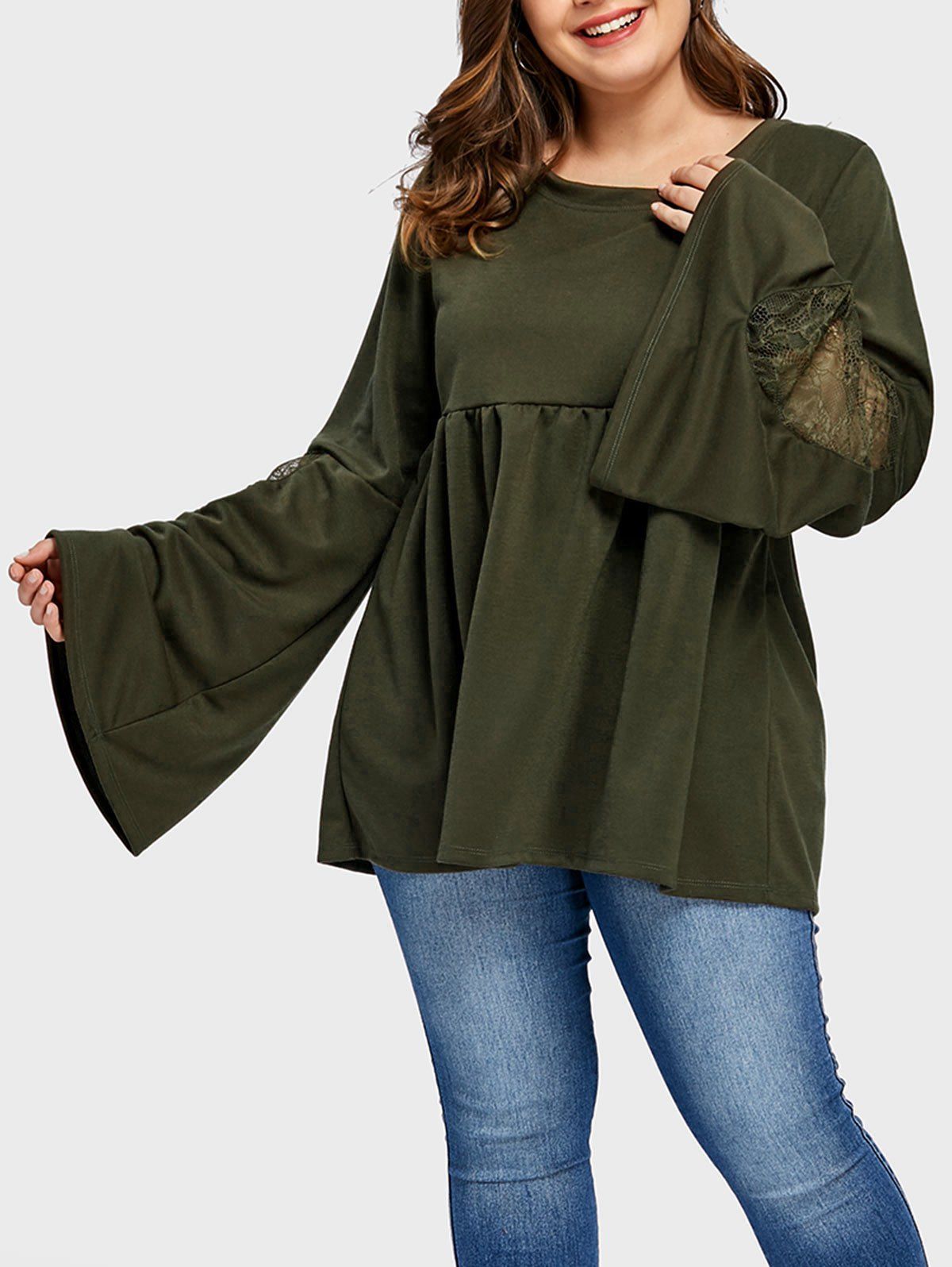 

Plus Size High Waist Cut Out Back Top, Army green