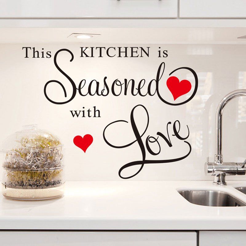 

This Kitchen Is Seasoned with Love Letters Pattern Wall Sticker, Black