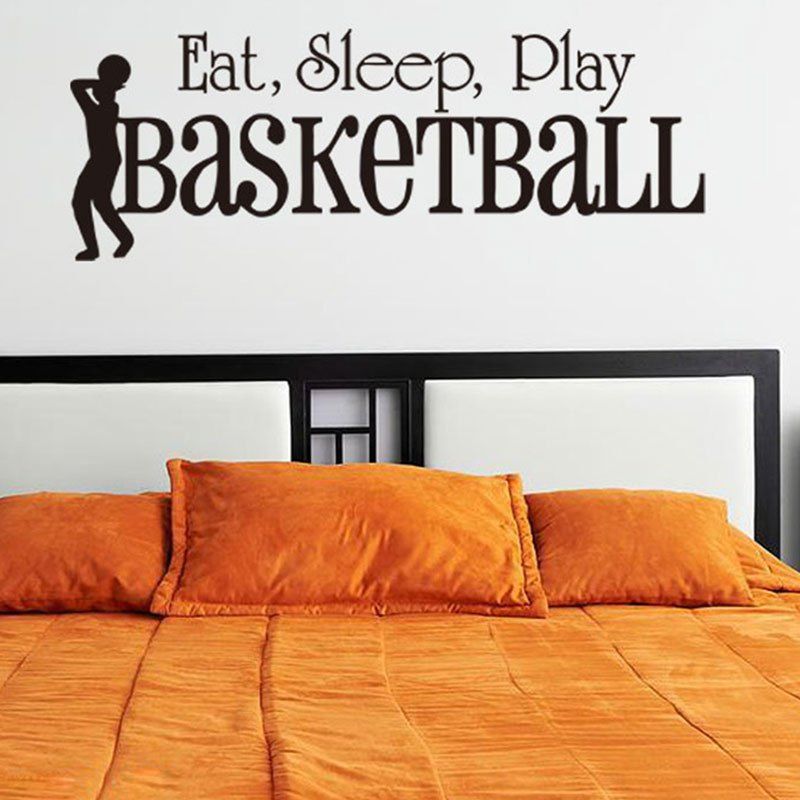 

Play Basketball Letters Pattern Sport Wall Sticker, Black