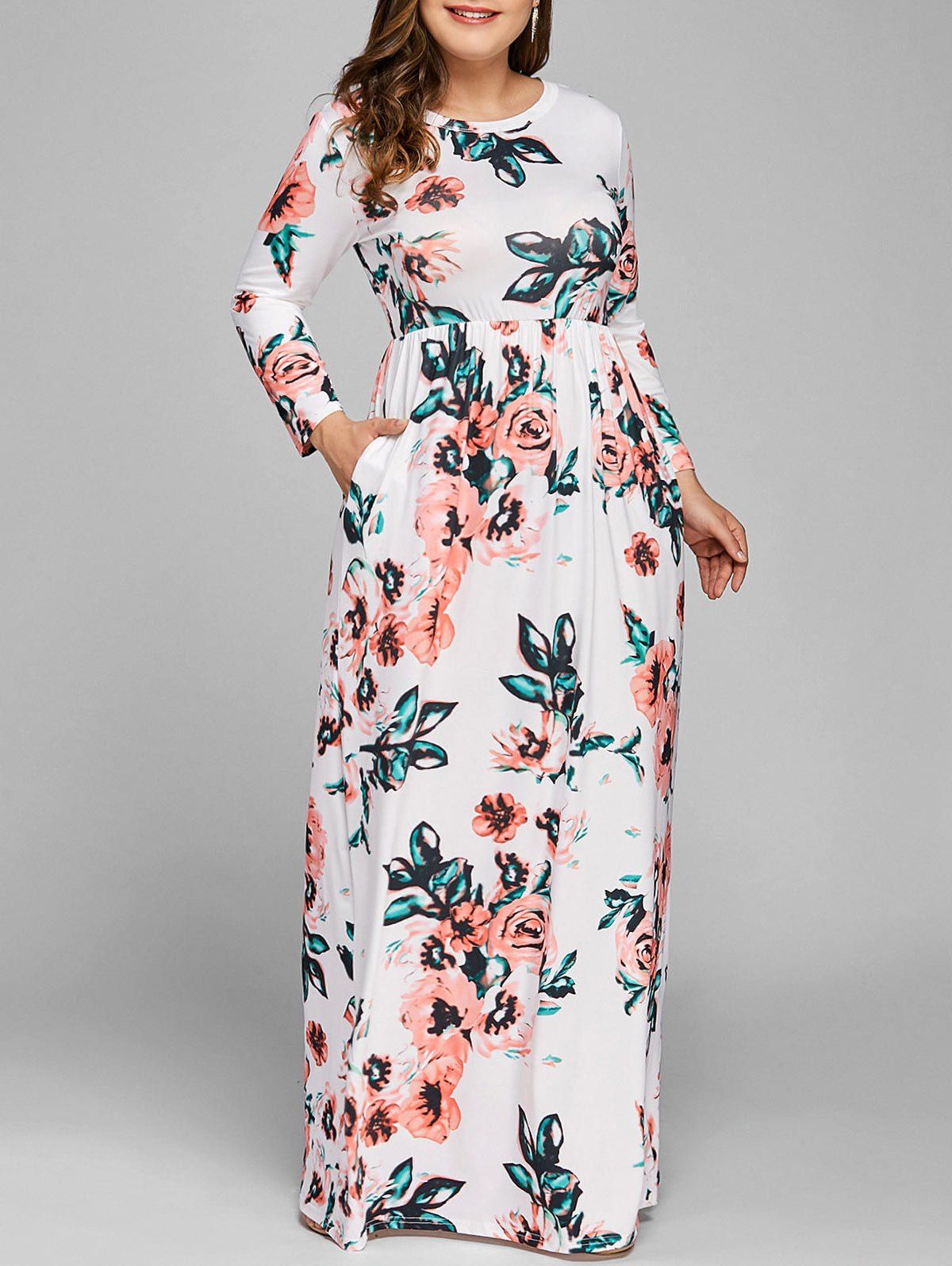 long sleeve white maxi dress plus size