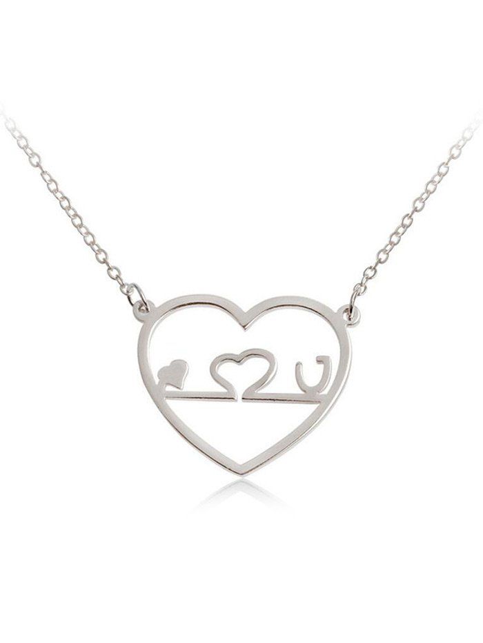 

Valentine's Day Hollow Out Heart Shape Pendant Necklace, Silver