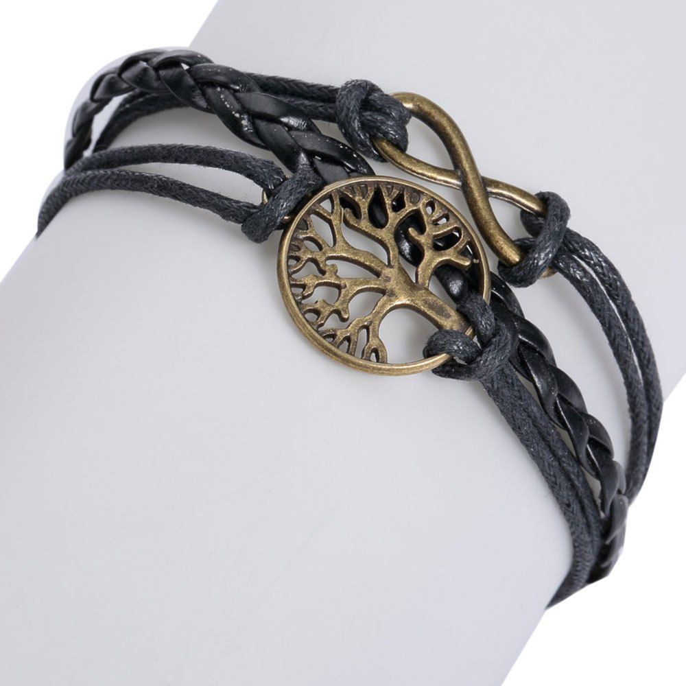 

Faux Leather Tree of Life Infinite Bracelet, Black