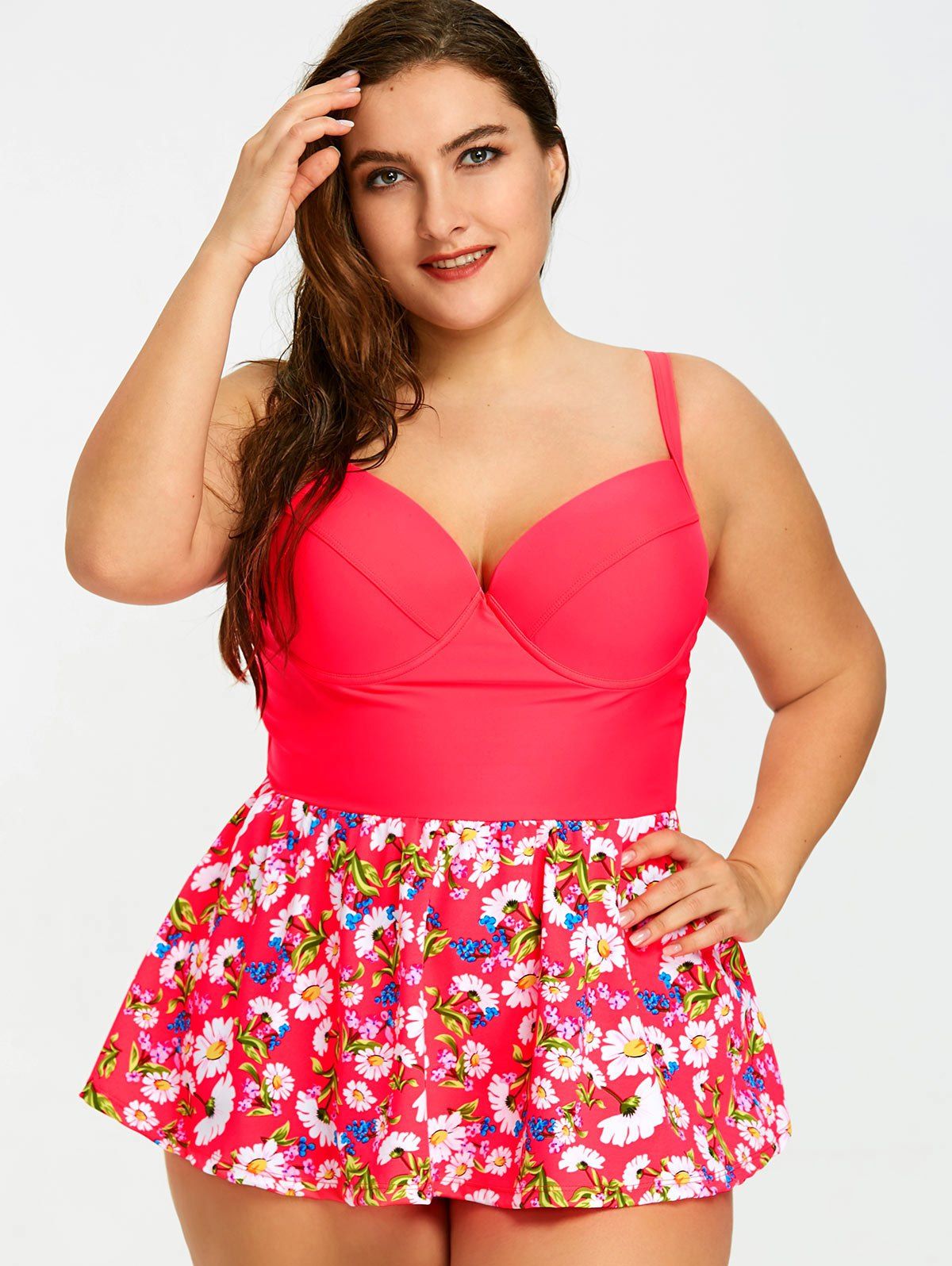 2018 Push Up Floral Skirted Plus Size Tankini FLORAL XL In Tankinis ...