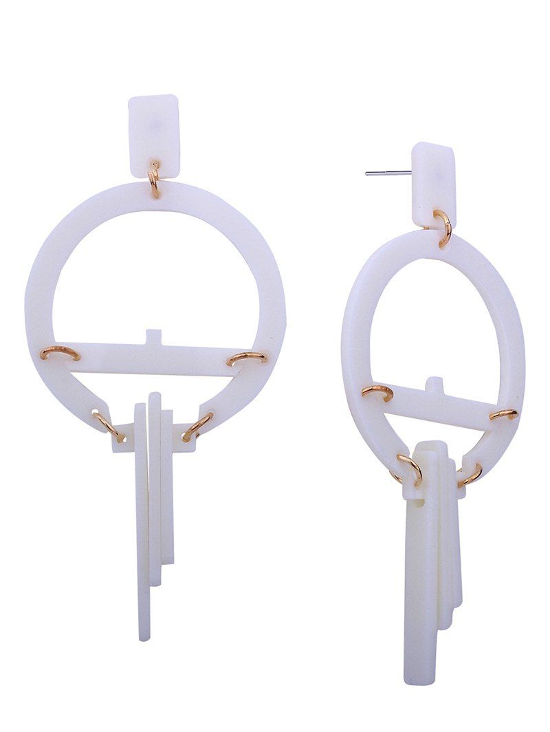 

Resin Round Geometric Earrings, White