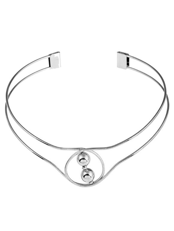 Collier Manchette Design Perles en Métal - Argent 