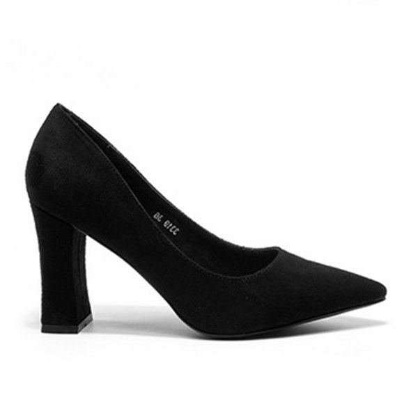 

Chunky Heel Pointed Toe Pumps, Black
