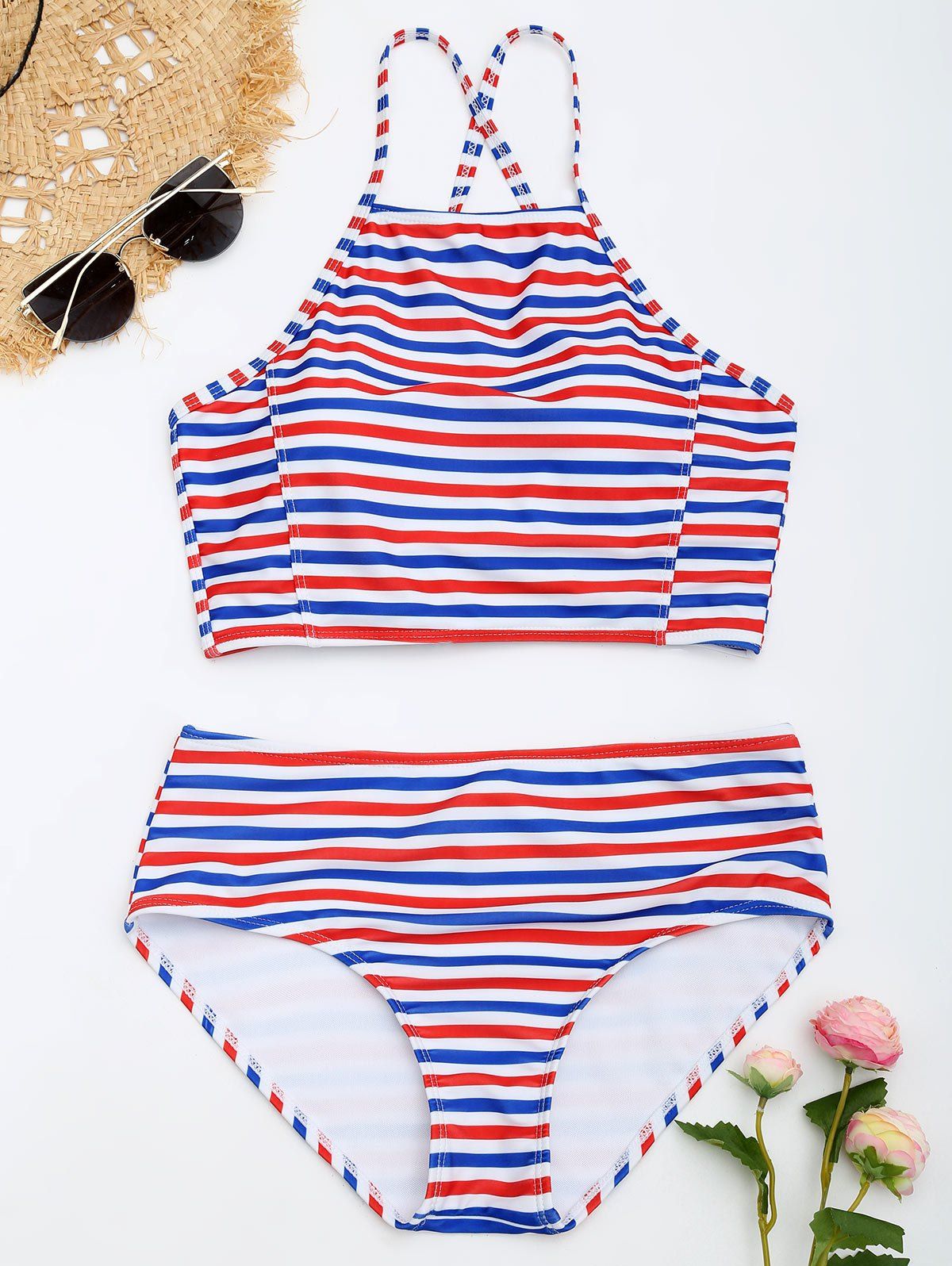 [41% OFF] 2021 Stripe Lace-up Bikini Swimwear In STRIPE | DressLily