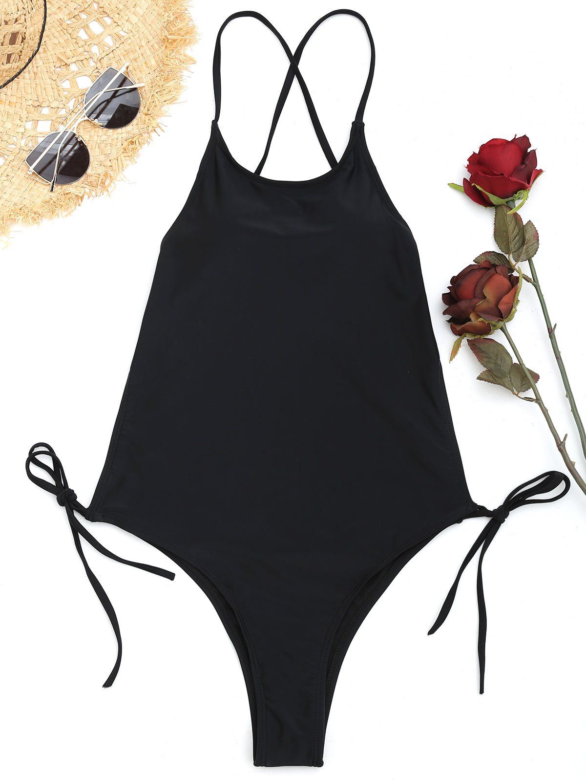 

Criss Cross Low Back Swimsuit, Black