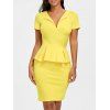 Robe Moulante Péplum - Jaune 2XL