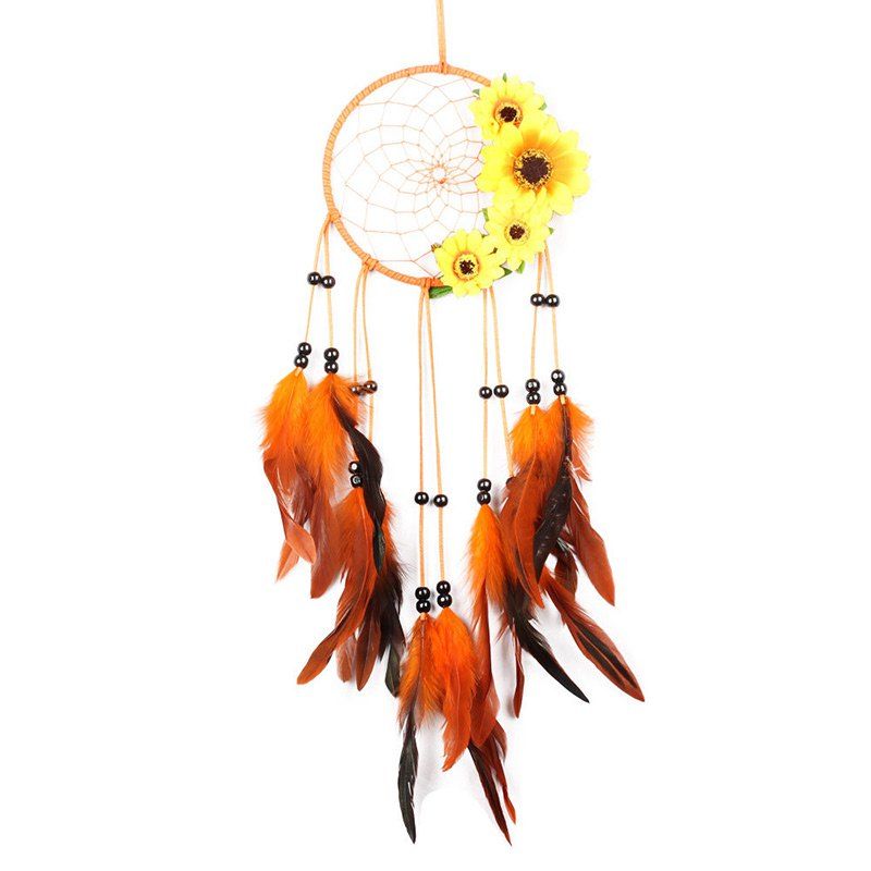 

Sunflower Feather Bead Hanging Handmade Dream Catcher, Jacinth