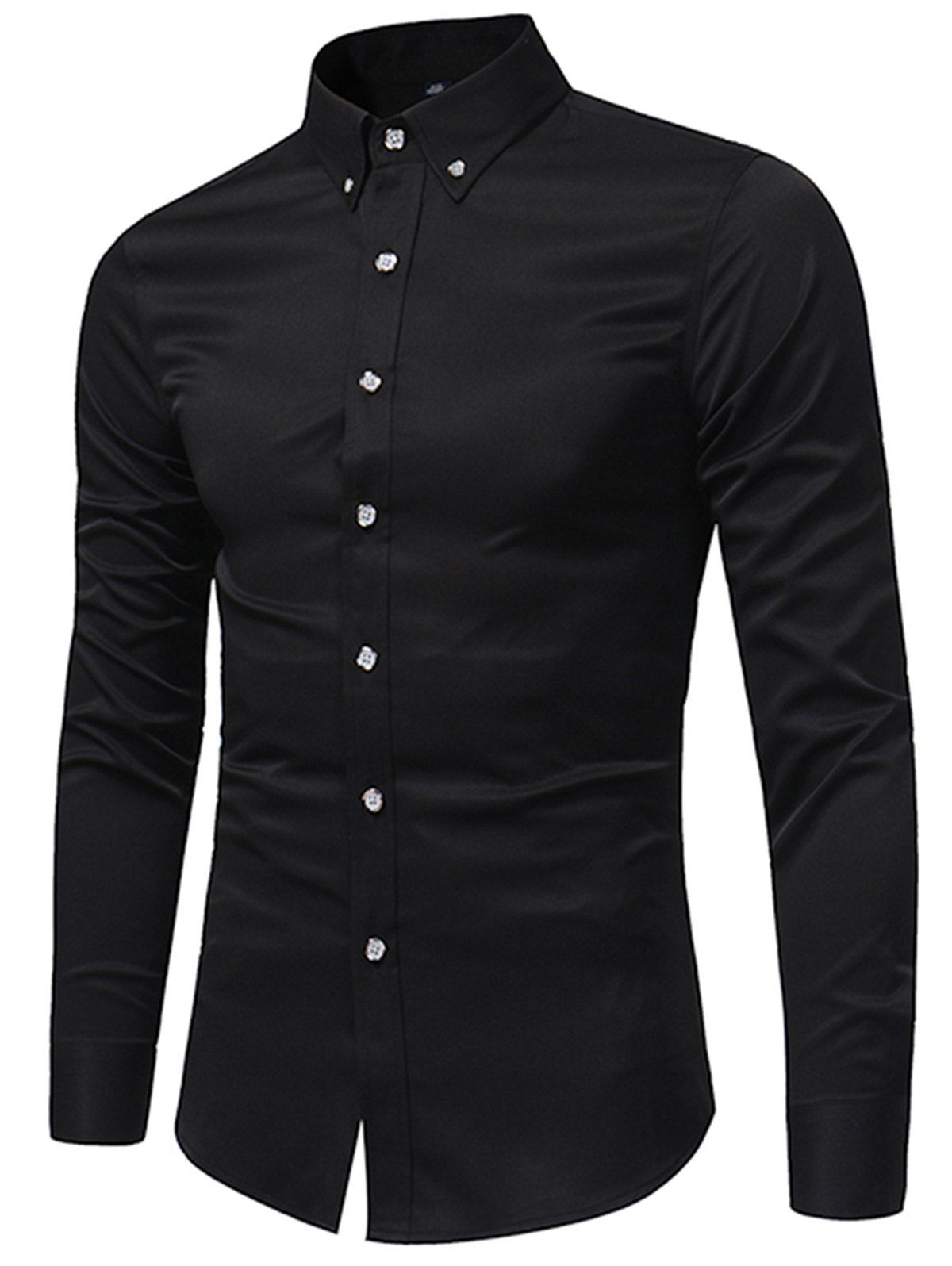 

Slim Fit Button Down Long Sleeve Shirt, Black