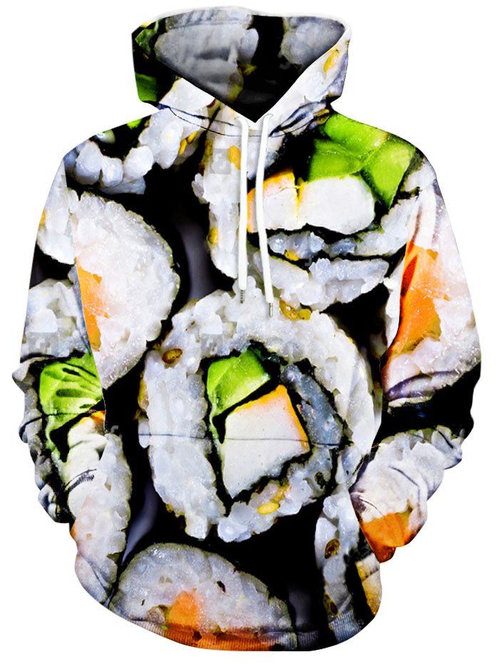 

Kimbap Pattern Kangaroo Pocket Hoodie, Colormix