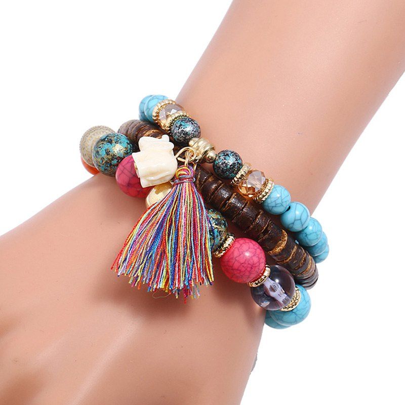 

Bead Fringed Vintage Bracelets, Blue