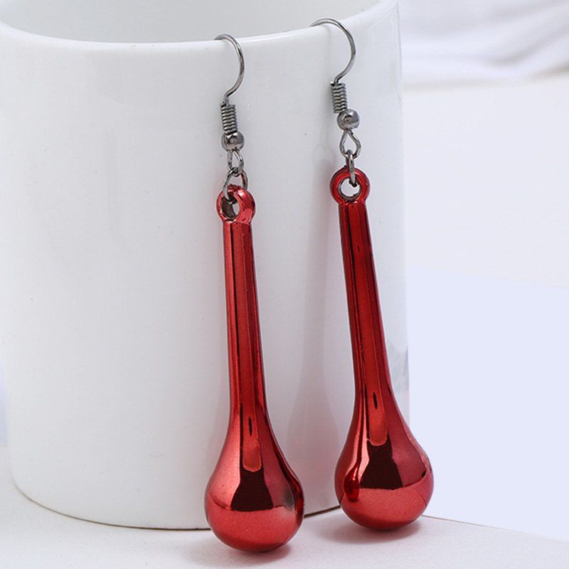 

Metal Alloy Teardrop Hook Drop Earrings, Wine red