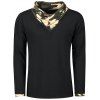 Long Sleeve Heaps Collar Camouflage T-shirt - BLACK XL
