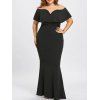 Plus Size Off The Shoulder Ruffle Mermaid Dress - BLACK 3XL