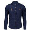 Chemise à carreaux avec poignets à rabat et boutons - Bleu et Jaune XL