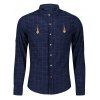 Chemise à carreaux avec poignets à rabat et boutons - Bleu et Jaune L