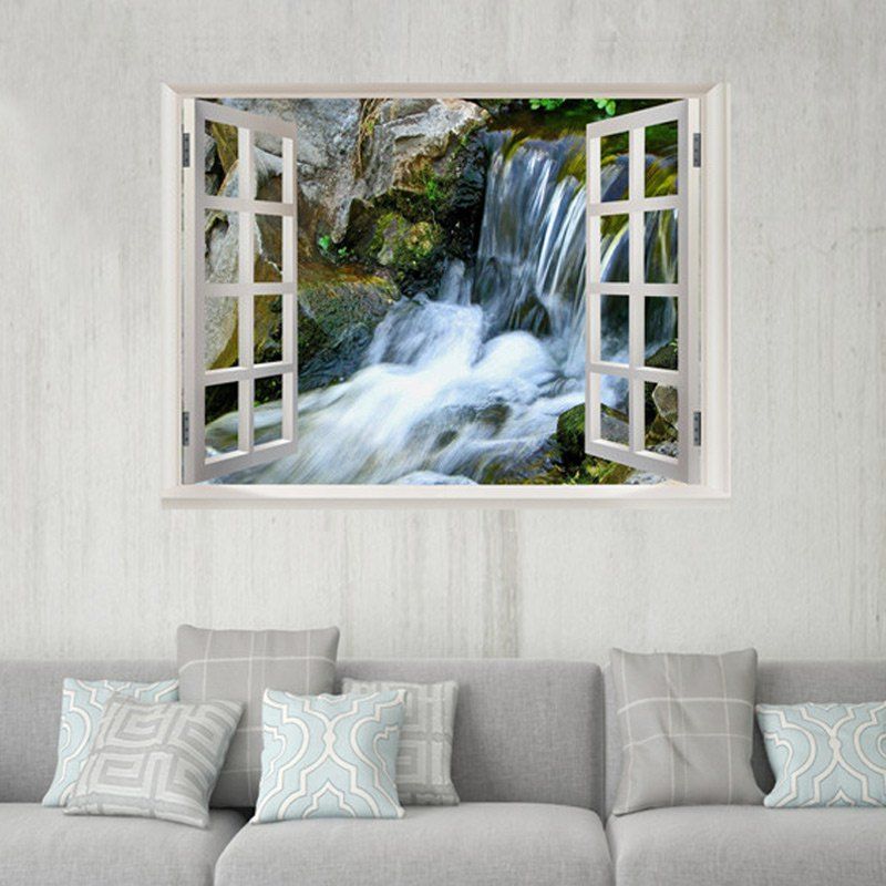 

Window Stone Waterfall 3D Pattern Wall Sticker, Colormix