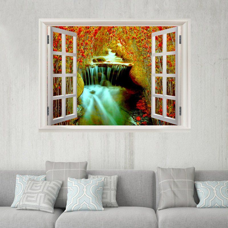 

Window Floral Stream 3D Pattern Wall Sticker, Colormix