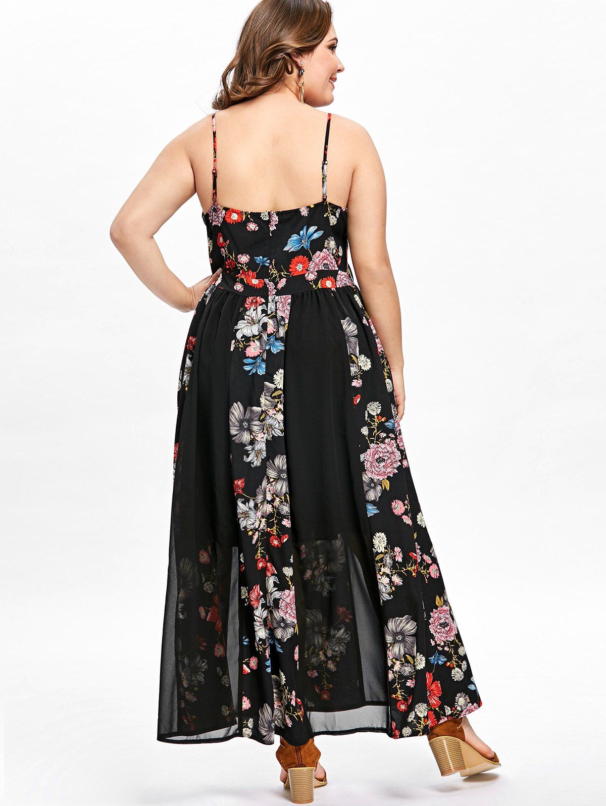 2018 Plus Size Bohemian Floral Flowy Slip Dress Black Xl In Plus Size Dresses Online Store Best 