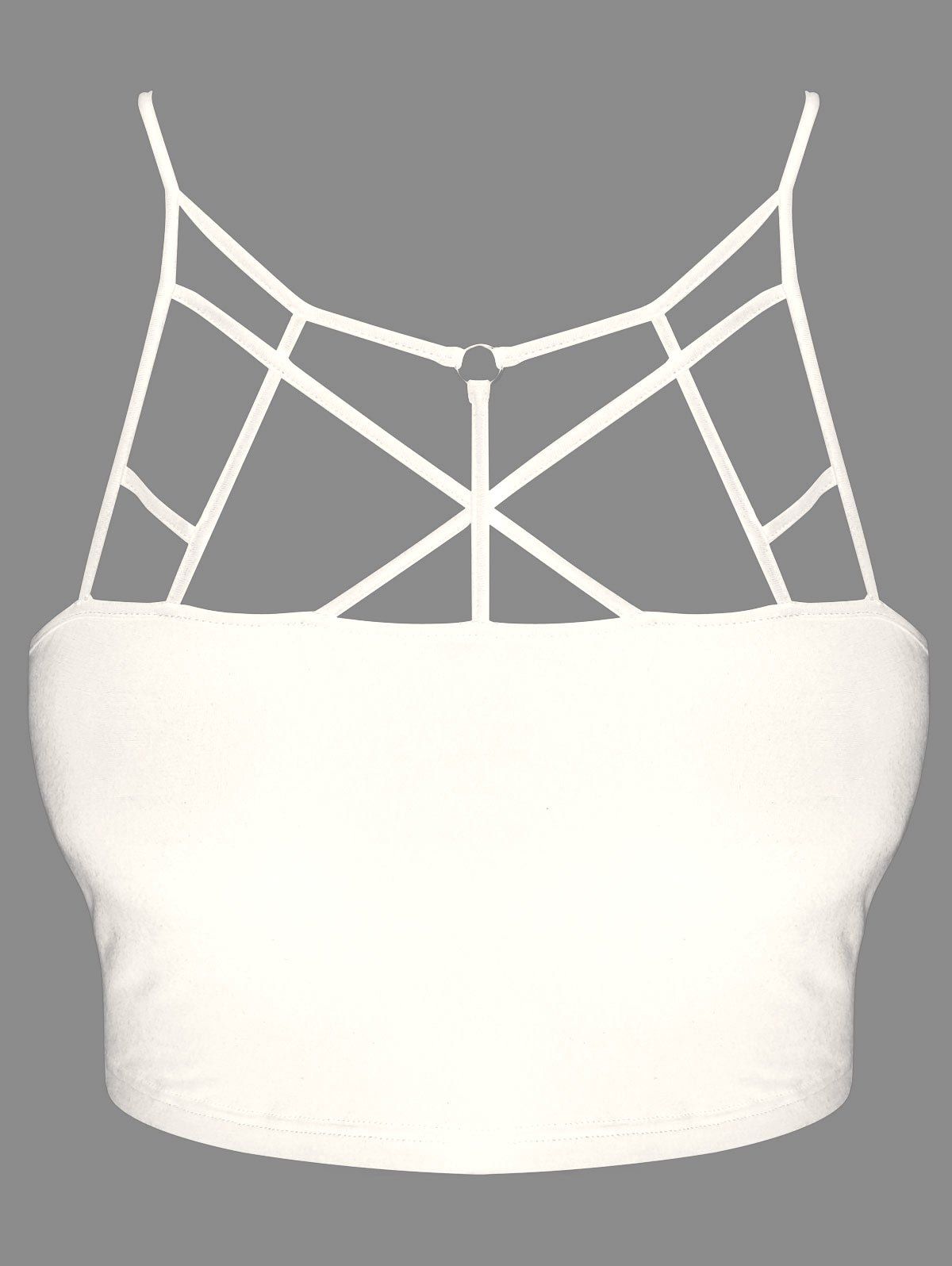

Plus Size Lattice Front Strappy Camisole, White