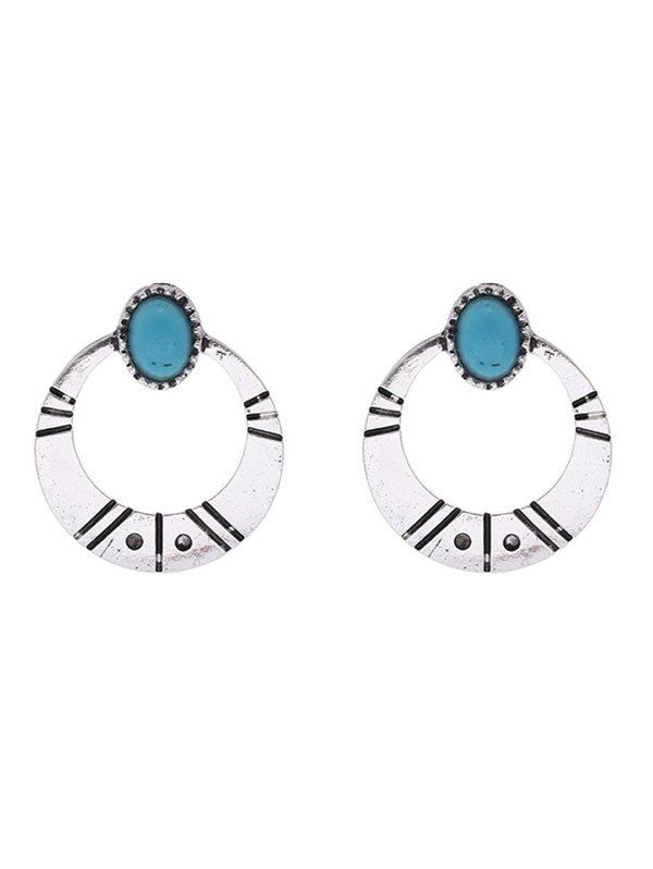 

Faux Turquoise Tribal Moon Earrings, Silver