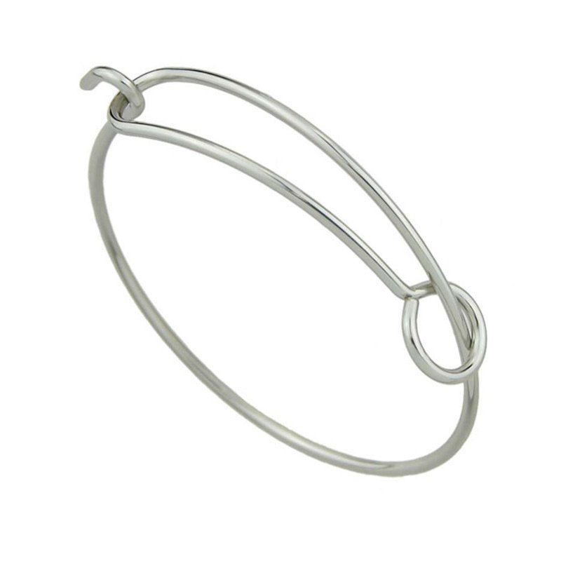 

Hoop Round Metal Bracelet, Silver