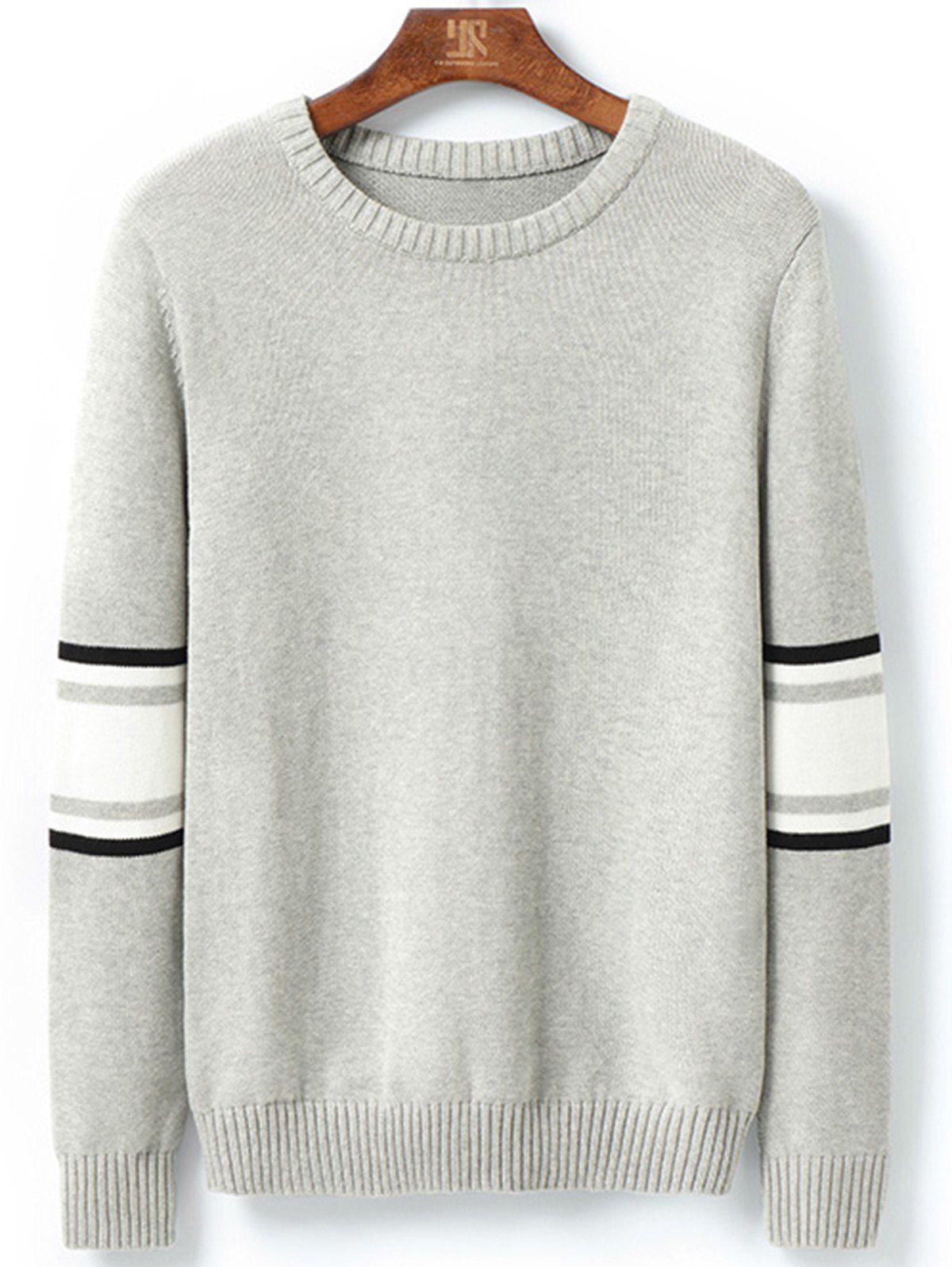 

Stripe Color Block Pullover Sweater, Light gray