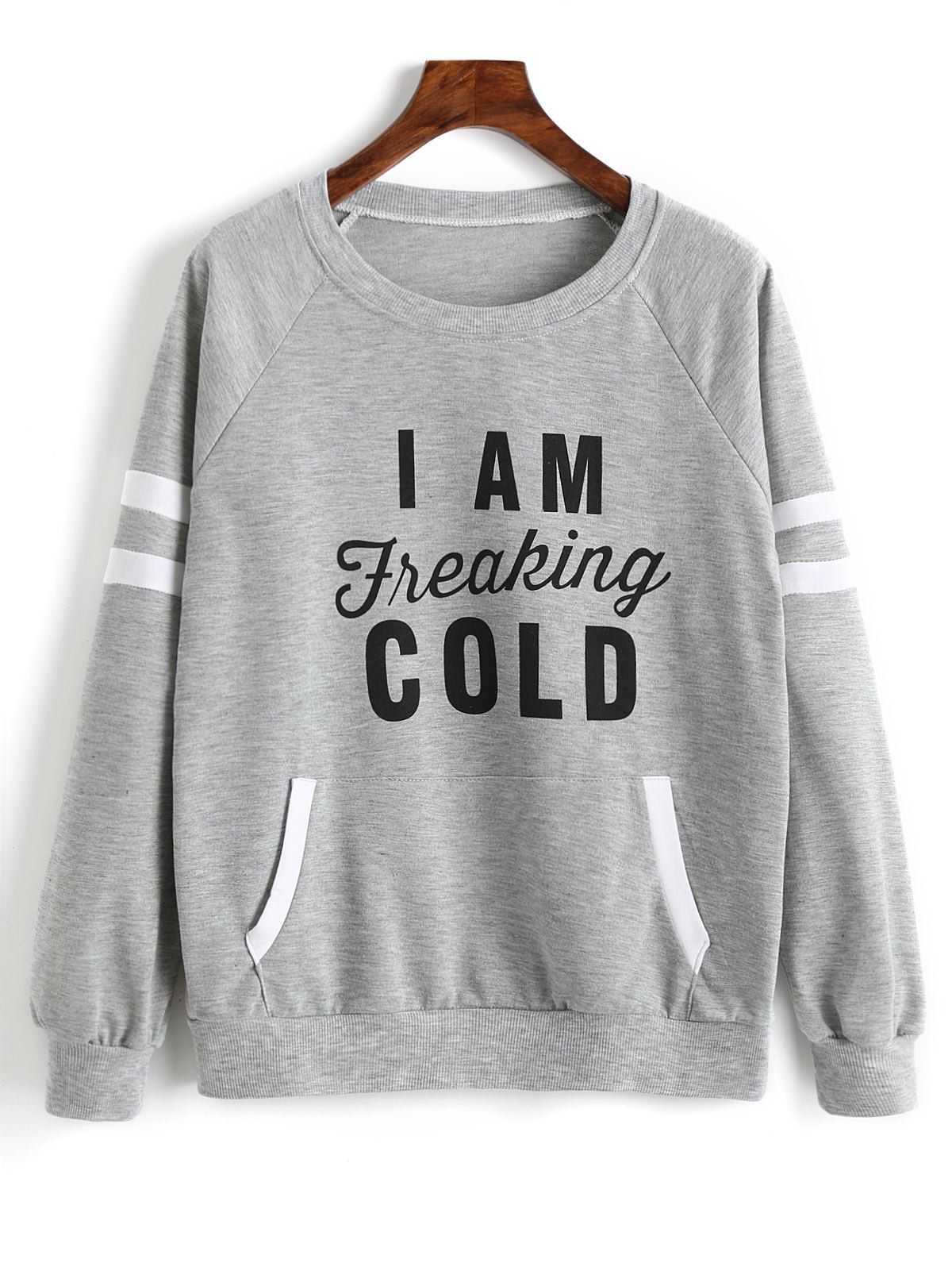 

Letter Graphic Front Pocket Sweatshirt, Gray