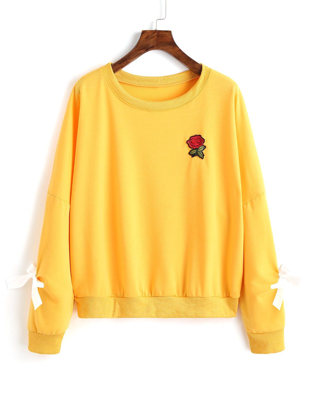 

Floral Appliques Embellishment Sweatshirt, Yellow
