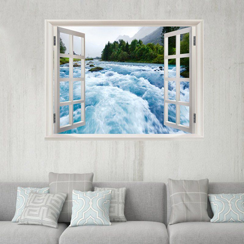 

Window River 3D Pattern Wall Art Sticker, White