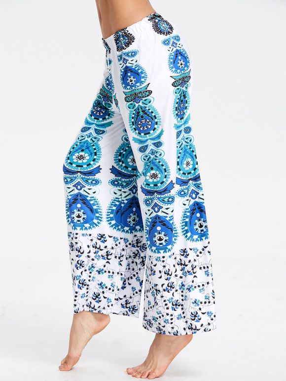 Pantalon Imprimé Ethnique à Jambes Larges - Floral XL
