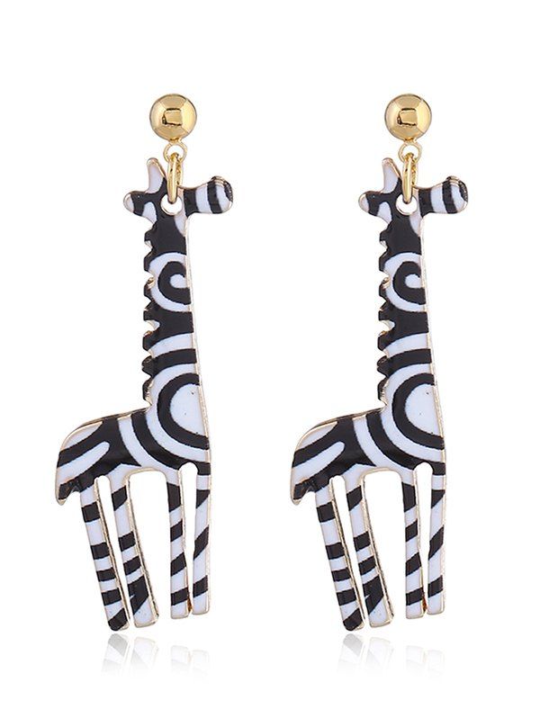 

Cute Alloy Giraffe Drop Earrings, Black white