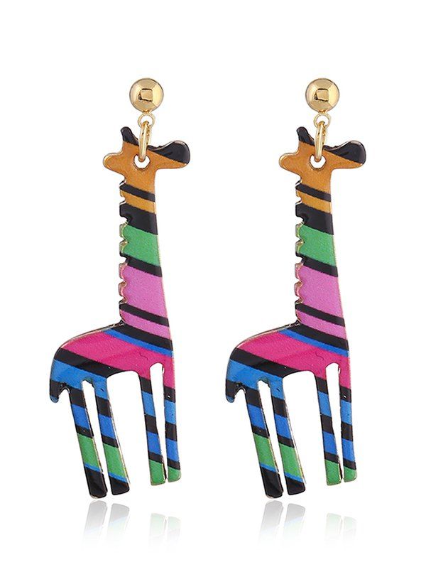 

Cute Alloy Giraffe Drop Earrings, Red and pink