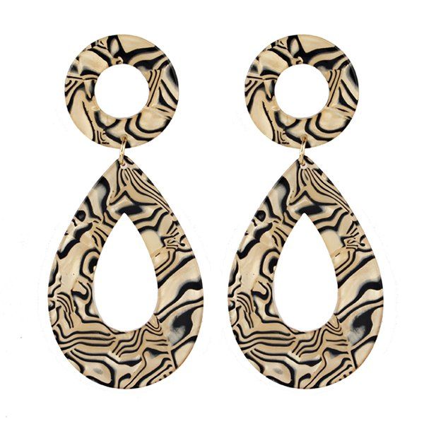 

Resin Leopard Print Teardrop Round Earrings, Yellow