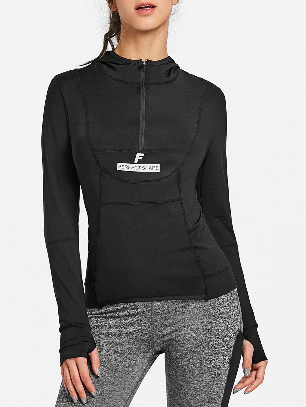 

Sports Half Zip Long Sleeve T-shirt, Black