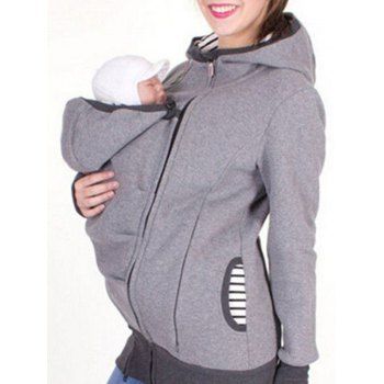

Zip Up Baby Holder Hoodie, Gray