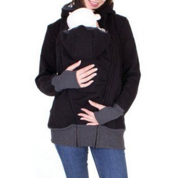 

Zip Up Baby Holder Hoodie, Black