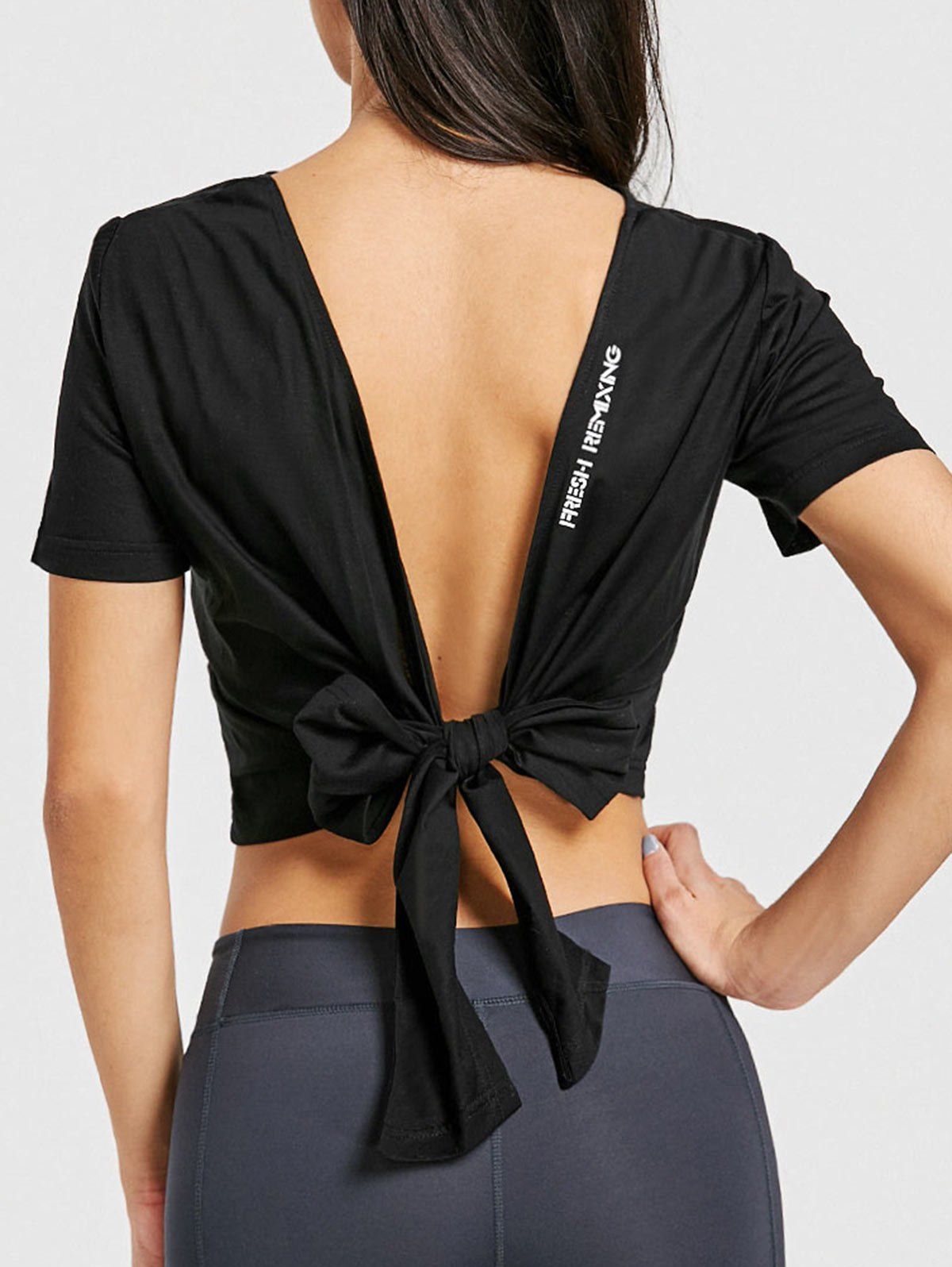 

Sports Back Wrap Cropped T-shirt, Black