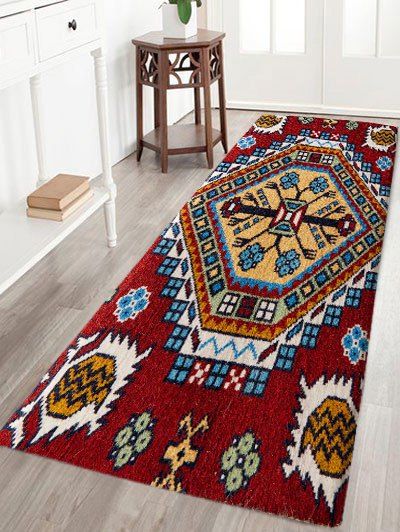 

Geometric Pattern Skidproof Flannel Bath Mat, Colormix