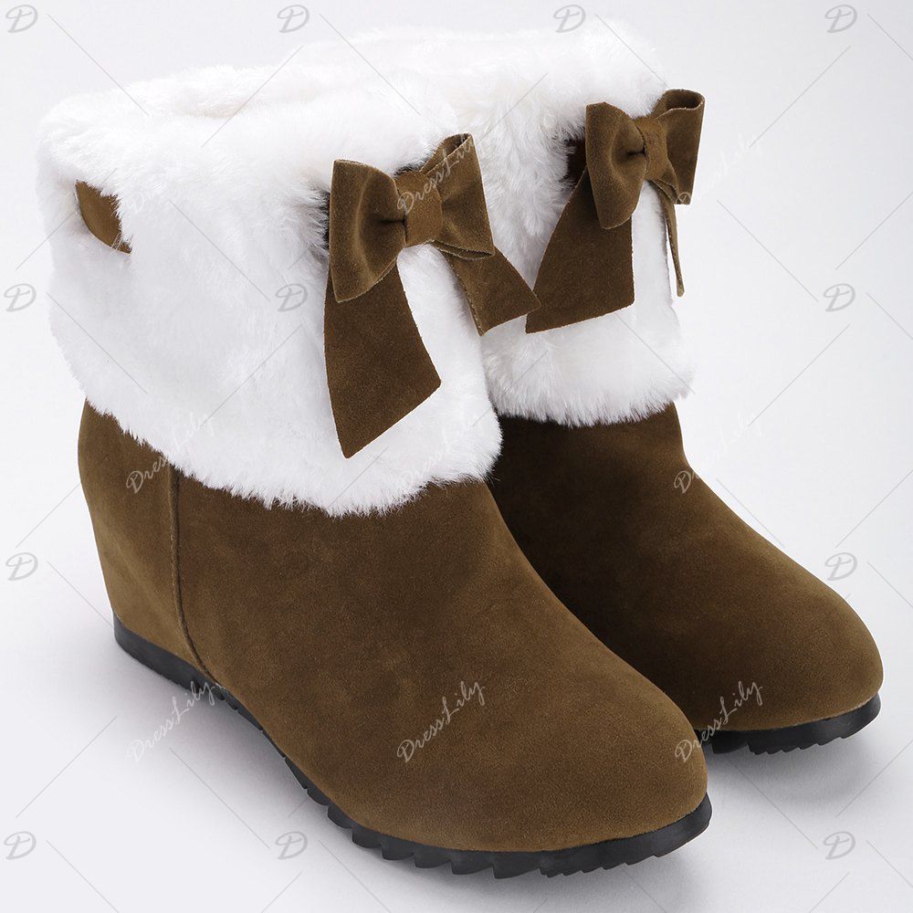 2018 wedge bow fuzzy boots brown in boots 2018 wedge bow fuzzy boots brown in boots