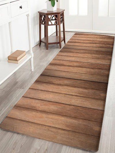 

Vintage Wood Grain Flannel Skidproof Bath Mat, Wood color